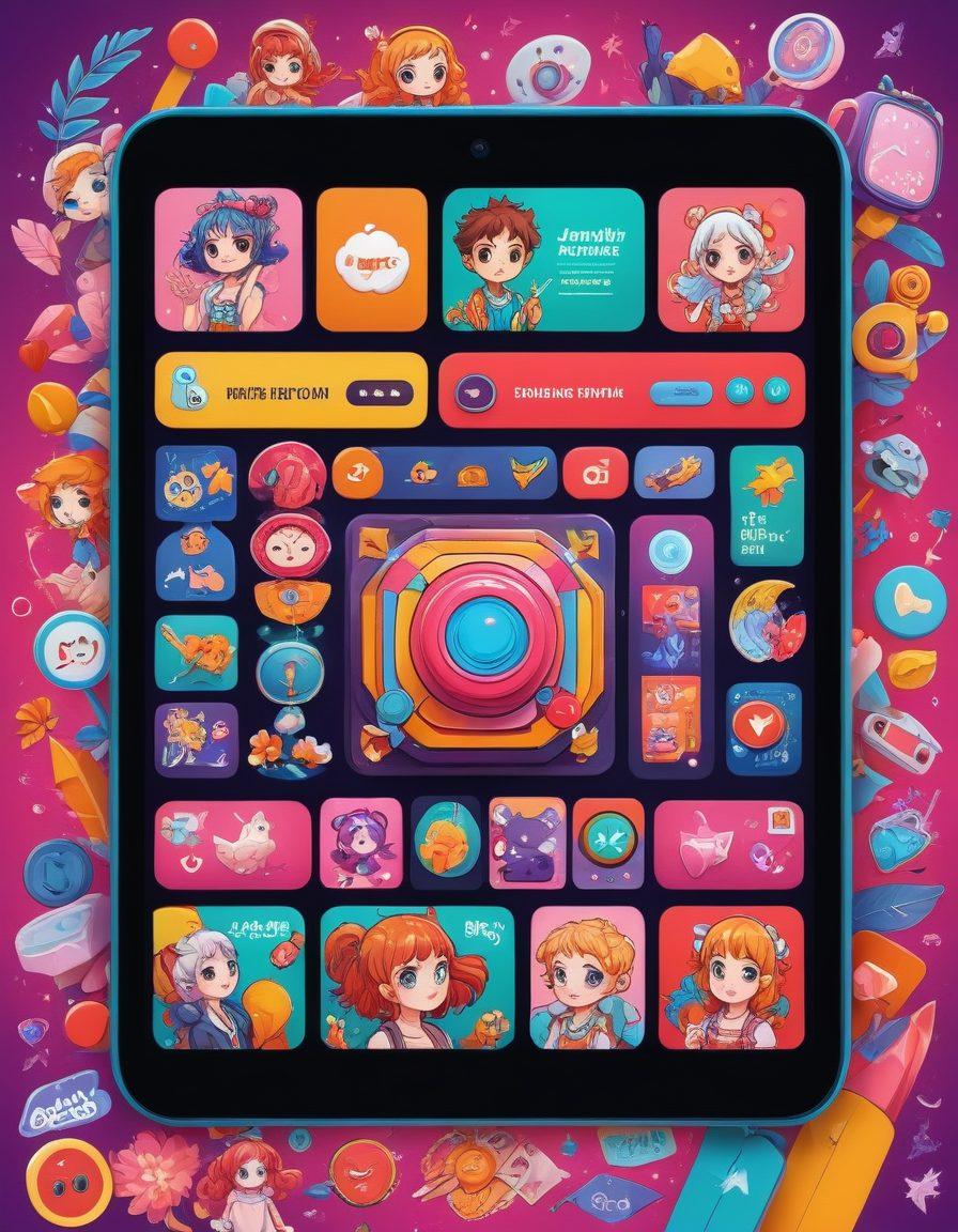 An enticing digital illustration of a vibrant online streaming platform interface, featuring a stylized collection of cartoonish hentai artwork prominently displayed. Include interactive elements like 'Play', 'Watch Now', and 'Trending' buttons, all set against a lively background with elements representing navigation, like arrows and a search bar. Infuse the scene with eye-catching colors and whimsical characters to evoke curiosity and excitement. pixel art. vibrant colors.